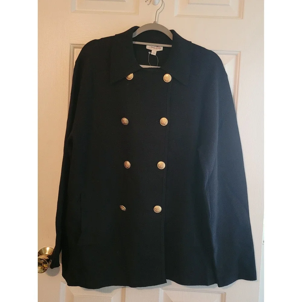 J.Crew Women's Warwick Merino Wool Blend Sweater‎ Blazer CB927 Black Size Large